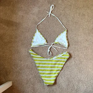 Green striped bright swimwear bikini thumbnail 2