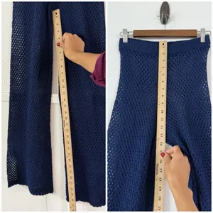 Shade & Shore Women’s XS Navy Blue Crochet Wide Leg Swim Cover Up Pants thumbnail 8
