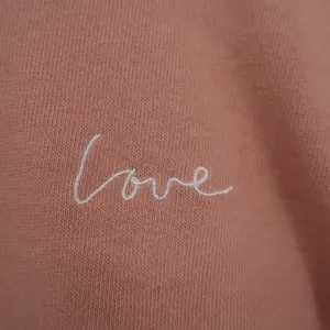 H&M Divided Sweatshirt Womens XL Pink Cotton Love Embroidered Crew Neck Pullover thumbnail 4