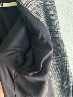 Zara Oversized Plaid Wool Blend Coat Gray Brown Glen Plaid Long Coat Small thumbnail 4