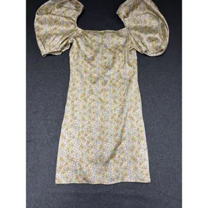 Zara satin effect mini dress puff sleeve‎ M Floral Satiny thumbnail 9