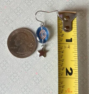 Handmade retro vintage cute whimsical style quality Czech glass beads unique dangle earrings🩵 thumbnail 9