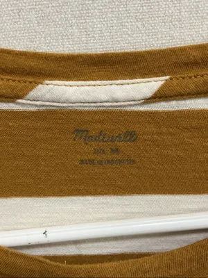 Madewell Short-Sleeve Crewneck Tee in Mustard & White Stripes thumbnail 2