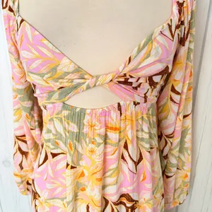 ROXY On Holiday Long-Sleeve Maxi Dress Twist‎ Front with Cutout, XS thumbnail 7