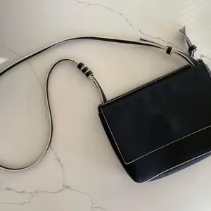 Black With White Trim Contemporary Small Crossbody Purse Bag thumbnail 2