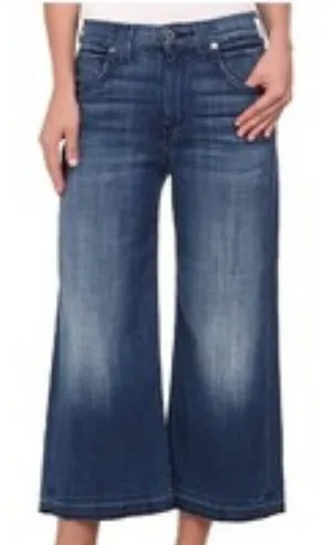 7 For All Mankind High Waist Raw Hem Culottes Jeans thumbnail 1