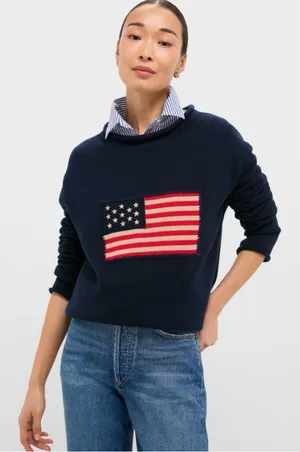 TUCKERNUCK Cotton Rollneck Americana Sweater Navy Academia Prep Thick Old Money thumbnail 1