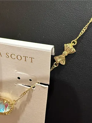 Kendra Scott | LoveShackFancy | Gold Plated Bow Detail Pendant Necklace thumbnail 3