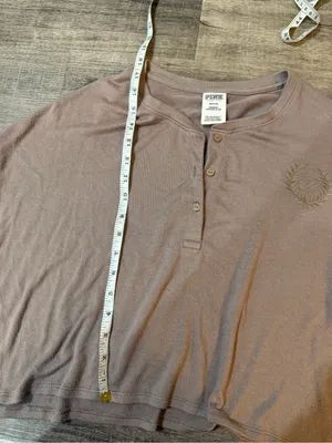 PINK Victoria’s Secret Cozy Long-Sleeve Sleep Shirt in Iced Coffee Brown thumbnail 6