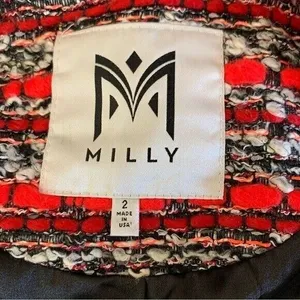 Milly Jacket 2 Black Red Textured Tweed Blazer Workwear Party thumbnail 6