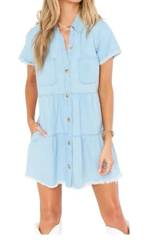Show Me Your Mumu Birmingham Jean Dress Button Down Size Large 100% Cotton thumbnail 1