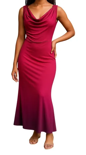 Tik Tok Womens Red Maxi Dress Cowl Neck Sleeveless Party Cocktail Evening Gown S thumbnail 1