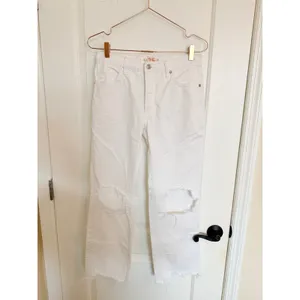 Free People Jeans Women 25 White Straight‎ Leg We Denim Raw Hem Distressed thumbnail 4