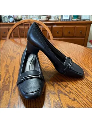 Life Stride Soft System Black Heeled Loafers With Horse Bit 9W thumbnail 8