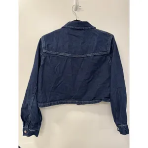 Zara Trucker Jacket Women's Medium Blue Cotton Denim Button Front Cropped Boxy thumbnail 4