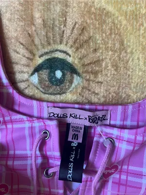 Dolls Kill bratz set Pink Plaid Lace-Up Crop Top & Belted Mini Skirt Set thumbnail 6