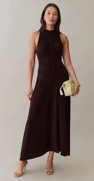 NWT Few Moda Shania Dress size Small S Coffee Brown O.p.t Helsa Studio maxi midi thumbnail 1