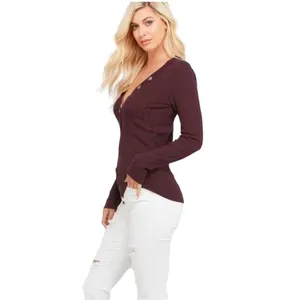 Nordstrom NWOT Wishlist ribbed plum long sleeve sweater v neck - small thumbnail 2