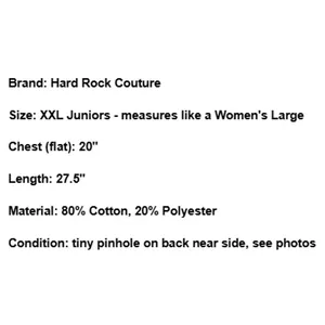 Hard Rock Couture Vintage Y2K Graphic Tee Grunge Biker Festival Juniors XXL Top thumbnail 6