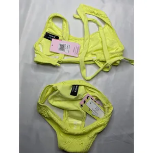 Hurley Crochet Soft Strap‎ Bikini Set Yellow Cheeky Coverage Swimsuit size XS thumbnail 5