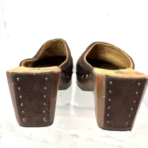 Mudd 8 Y2K Desert Bloom Embroidered Suede Wooden Clogs Brown Floral thumbnail 4