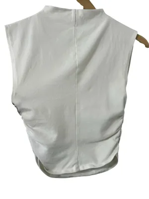 REFORMATION Lindy Ruched White High Neck Top thumbnail 6