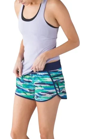 Lululemon Run 2.5” Speed Shorts in Seven Wonders Blue Pattern Size 8 thumbnail 1