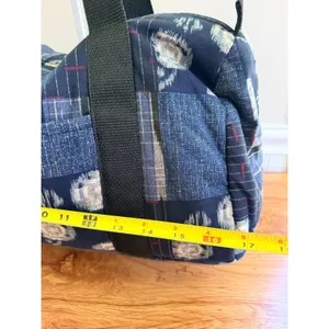 Artisan Quilted Patchwork Indigo Duffel Weekender Bag Large Blue Boho Style‎ thumbnail 4