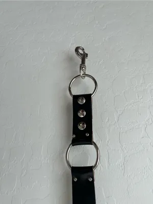 Vegan Leather Punk Grunge Industrial Ring Link Belt Black Silver thumbnail 4
