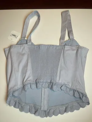 Altar'd State Cotton Corset Top XL Grey Dawn Lace Trim Coquette Balletcore NWT thumbnail 9
