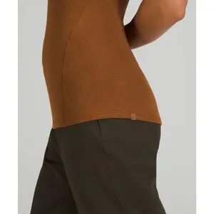 Lululemon Hold Tight Tank Top Copper Brown Ribbed High Neck Racerback Size 4 thumbnail 3