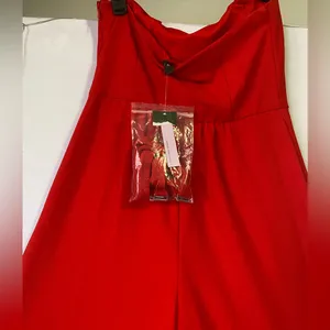 White House Black Market Vibrant Red Jumpsuit thumbnail 3