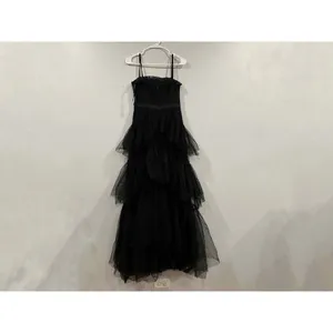 Betsy And Adam Black Tiered Ruffle Gown 4 NWOT thumbnail 3