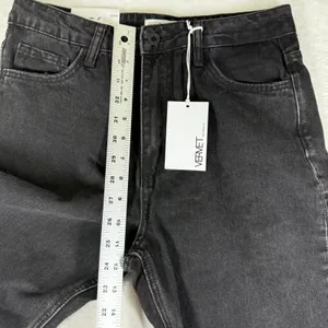 Vervet Olivia Wide Leg Jeans Washed Black High Rise Distressed Raw Hem Size 25 thumbnail 3