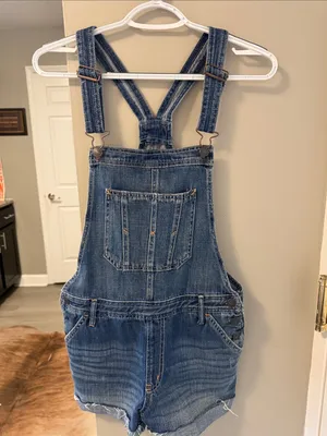 Abercrombie & Fitch Distressed Denim Overall Shorts - Size Small thumbnail 3