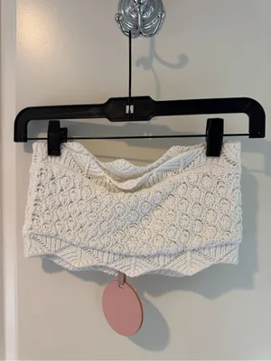 NWT Alexis Lily Strapless Crop Top White Crochet | XS thumbnail 5