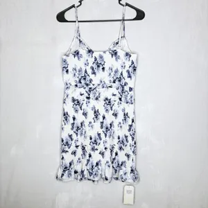 Abercrombie & Fitch Blue & White Smocked Floral Mini Dress thumbnail 9