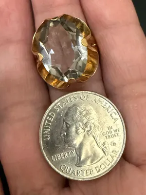 Vintage 18KT Electroplated Gold Oval Smoky Quartz Glass Cocktail Ring Size 4 thumbnail 14