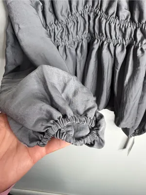 52Seven Gray‎ Smocked Peplum Top Balloon Sleeve XXL Cottagecore Romantic Boho thumbnail 8