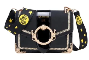 Black Crossbody Bag Gold Chain Star Guitar Strap‎ Jingpin Mini Shoulder Handbag thumbnail 1
