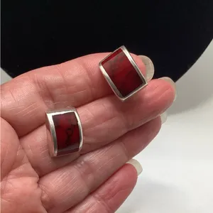 Vintage Mexico 925 Silver Red Jasper Necklace pendant With Matching Earrings thumbnail 10