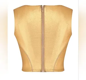 NWT HOUSE OF CB Karia Foil Corset Top in Gold Size L thumbnail 8