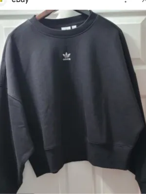 Adidas Originals Women's Adicolor Essentials Crew Sweatshirt Black Large Casual thumbnail 2