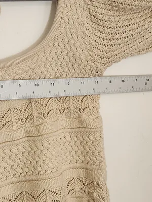 Lucy Paris Beige Knit Cropped Sweater with Puffy Sleeves Size XS thumbnail 6