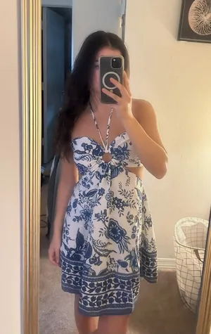 Summer blue and white dress thumbnail 1