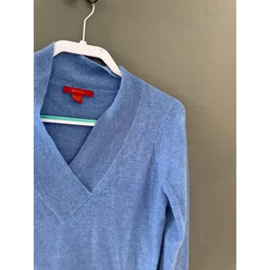 Saffron Womens 100% Cashmere V-Neck Sweater Light‎ Blue Long Sleeve Size Medium thumbnail 2