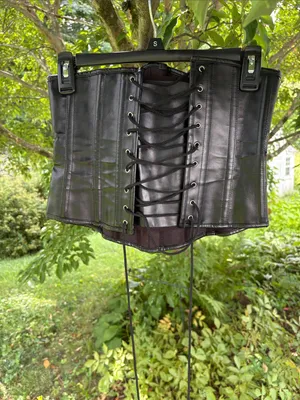 Black Faux Leather Corset Top S thumbnail 3