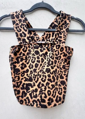 LNA Leopard Print Cross Back Crop Tank Top Cotton Spandex Stretch Y2K S thumbnail 1