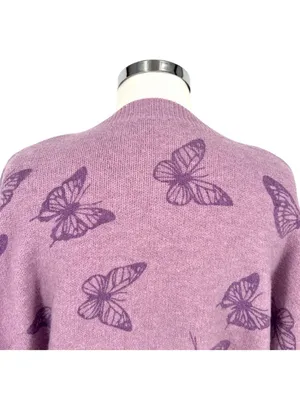 Le Lis Collection Butterfly Print Purple Oversized Sweater Size Medium thumbnail 10