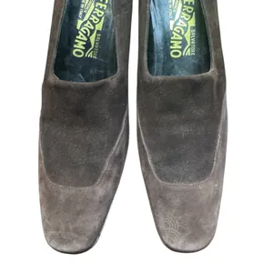 Salvatore Ferragamo Shoes Womens Size‎ 7.5 4A Brown Suede Square Toe Pumps Italy thumbnail 2